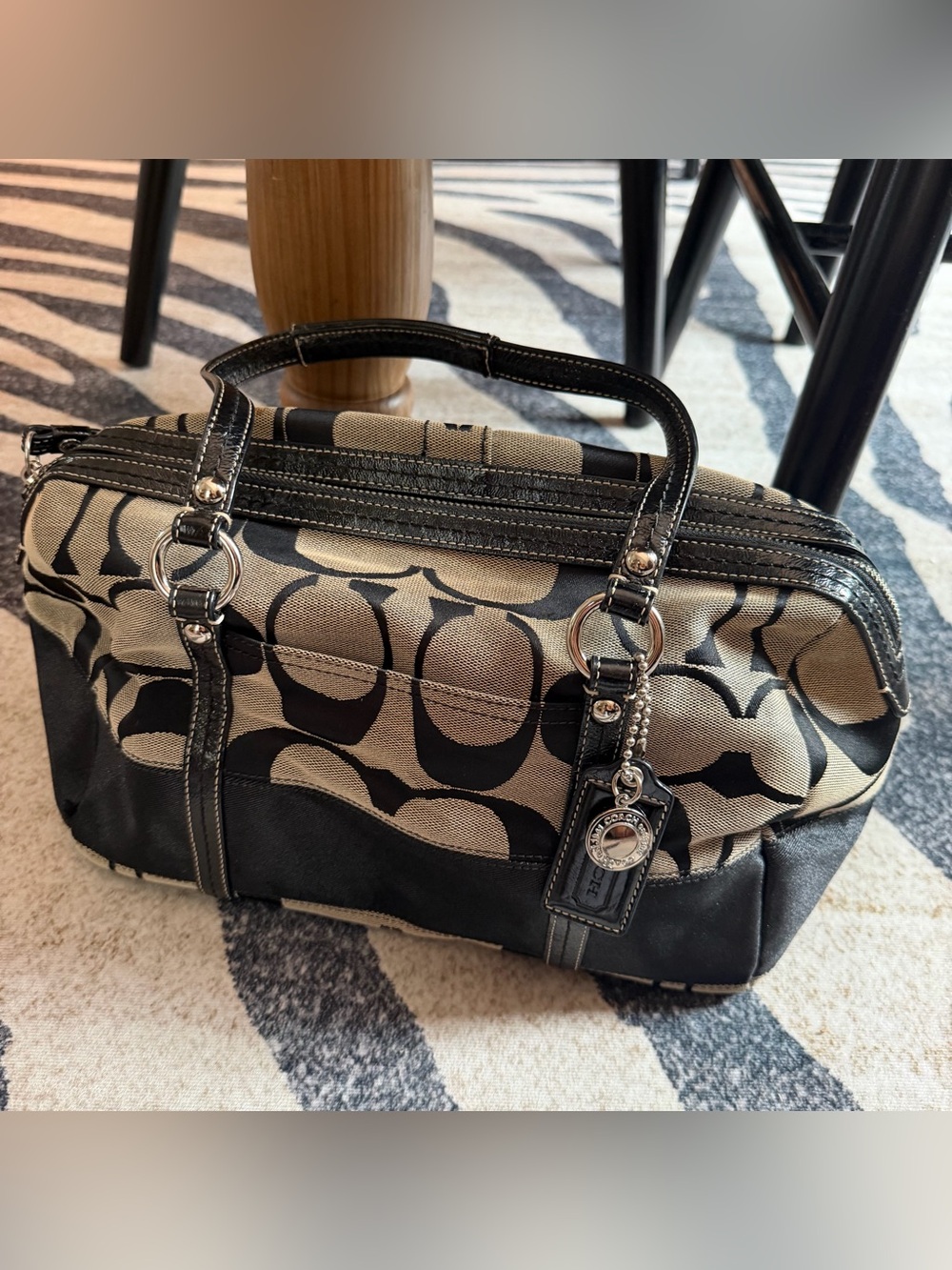 Coach Signature jacquard satchel or shoulder bag Black